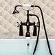 Black Brass Deck Mounted Clawfoot Bath Tub Faucet With Handheld Shower Qd851