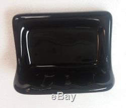 Black Ceramic Soap Dish Tray Tub Shower Gloss Retro Mid Century Modern Vintage