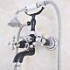 Black & Chrome Brass Bath Claw Foot Tub Faucet / Filler With Hand Shower Fna605
