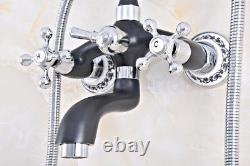 Black & Chrome Brass Bath Claw foot Tub Faucet / Filler With Hand Shower fna605