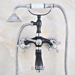 Black & Chrome Brass Bath Claw foot Tub Faucet / Filler With Hand Shower fna605