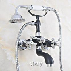 Black & Chrome Brass Bath Claw foot Tub Faucet / Filler With Hand Shower sna603