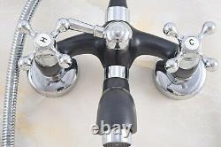 Black & Chrome Brass Bath Claw foot Tub Faucet / Filler With Hand Shower sna603