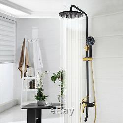 Black&Gold Bathroom Rainfall Shower Head Swivel Tub Mixer Faucet Hand Spray Set