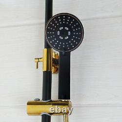Black Gold Bathroom Rainfall Shower Head Swivel Tub Mixer Faucet Hand Spray Set