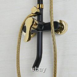 Black Gold Bathroom Rainfall Shower Head Swivel Tub Mixer Faucet Hand Spray Set