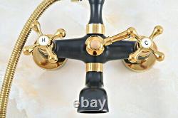 Black & Gold Brass Bathroom Tub Faucet Hand Spray Shower Mixer Water Tap 2na458