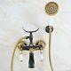 Black & Gold Brass Clawfoot Bath Tub Faucet Mixer Tap With Handheld Shower Spray