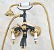 Black Gold Brass Clawfoot Bath Tub Faucet With Handshower Wall Mount Fna442