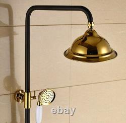Black & Gold Brass Wall Bathroom Rainfall Shower Faucet Set with Tub Tap 2rs900