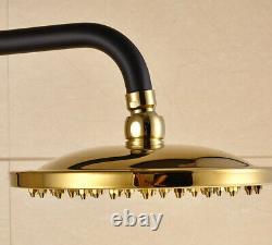 Black & Gold Brass Wall Bathroom Rainfall Shower Faucet Set with Tub Taps 2rs910