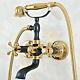Black Gold Brass Wall Mount Clawfoot Bath Tub Faucet Tap With Handheld Shower