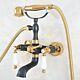 Black Gold Brass Wall Mounted Clawfoot Bath Tub Faucet Tap With Handheld Shower