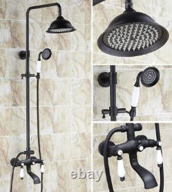 Black Oil Rubbed Brass Bathroom Rain Shower Faucet Set Bath Tub Mixer Tap 2hg144