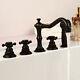 Black Oil Rubbed Bronze 5 Hole Install Bath Tub Faucet With Hand Held Shower