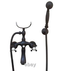 Black Oil Rubbed Bronze Bath Claw foot Tub Faucet Mixer Tap Hand Shower stf567