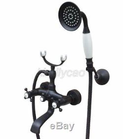 Black Oil Rubbed Bronze Clawfoot Bath Tub Faucet with Handheld Shower Ktf611