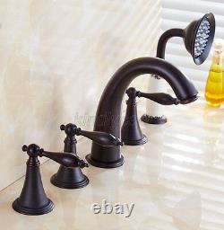 Black Oil Rubbed Bronze Roman Tub Bathtub Faucet with Hand Shower Spray Ktf055