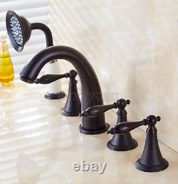Black Oil Rubbed Bronze Roman Tub Bathtub Faucet with Hand Shower Spray Ktf055
