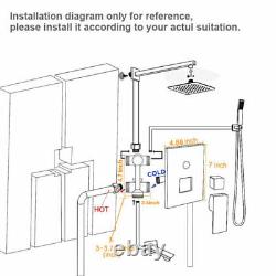 Black Rainfall 12 Shower Head Faucet Set Shower System Tub Spout with Mixer Valve