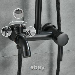 Black Shower Faucet Set Wall Mount 8 Rainfall Showerhead Handshower Tub Mix Tap