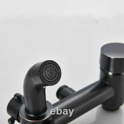 Black Shower Faucet Set Wall Mount 8 Rainfall Showerhead Handshower Tub Mix Tap