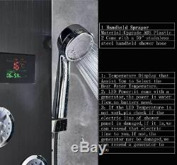 Black Shower Panel Tower LED With Massage System Body Sprayer Jets Tub Spout