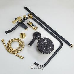 Black Wall Mount Bathroom Shower Mixer Tap Faucet One Handle WithTub Faucet Set