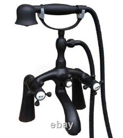 Black oil Rubbed Brass Clawfoot Bath Tub Mixer Tap Faucet Handheld Shower Gtf511