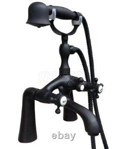 Black oil Rubbed Brass Clawfoot Bath Tub Mixer Tap Faucet Handheld Shower Gtf511