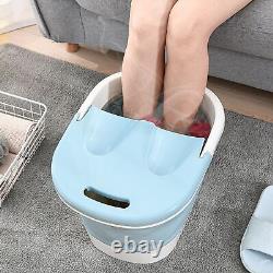 (Blue)Foot Soaking Bucket Massage Function PP Lid Design Foot Bath Tub Portable