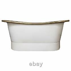 Brass Bathtub with brass Interior & white outside-FREE AGED SINK with this TUB