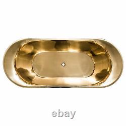 Brass Bathtub with brass Interior & white outside-FREE AGED SINK with this TUB