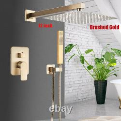 Brushed Gold Shower Head Set System Tub Spout Rainfall Bath Shower Tap Mixer Tap