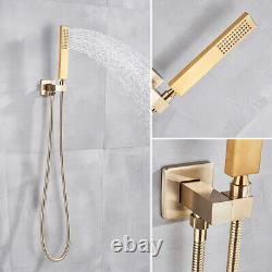 Brushed Gold Shower Head Set System Tub Spout Rainfall Bath Shower Tap Mixer Tap