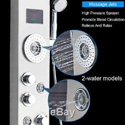 Brushed Nickel Bathroom Faucet LED Shower Panel Tower Column Bathtub Mixer Tap