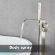 Brushed Nickel Floor Mounted Free Standing Bathtub Faucet Shower Bath Tub Filler