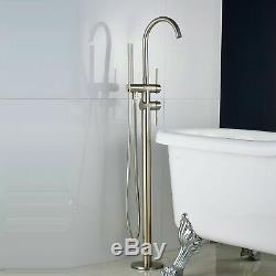 Brushed Nickel Free Standing Tub Faucet Filler Hand Shower Bathtub Mixing Tap