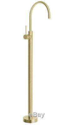 Brushed burnished gold brass freestanding bath tub spout tap mixer bathroom