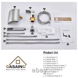 CASAINC Single-Handle Tub-Mount Roman Tub Faucet with Hand Shower 2.5GPM