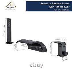 CASAINC Single-Handle Tub-Mount Roman Tub Faucet with Hand Shower Black
