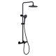 Casainc Thermostatic Round Shower Faucet Dual Head Waterfall Shower Bar System