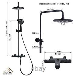 CASAINC Thermostatic Round Shower Faucet Dual Head Waterfall Shower Bar System