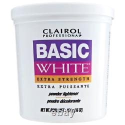 Case of 12 CLAIROL Basic White Extra Strength Powder Lightener 16oz Tub