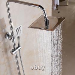 Chrome 8 Rainfall Wall Mount Shower Faucet Set Hand Shower Tub Filler Mixer Tap