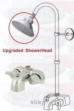 Chrome Add-A-Shower Clawfoot Tub Diverter Faucet Kit WithP10C Chrome ShowerHead