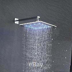 Chrome Bath 8 Inch LED Shower Faucet Combo Set Tub Filler Shower Mixer Tap
