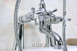 Chrome Bath Tub Faucets Deck Mount With Hand Shower Head Bath & Shower Faucet