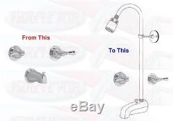 Chrome BathTub Diverter Spout Add-A-Shower Kit With Shower Riser & Shower Head