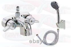 Chrome Bathroom Add-A-Shower Clawfoot Tub Diverter Faucet & Hand Shower Kit